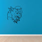 Werewolf howling head wall decal with dark outline and moon graphic