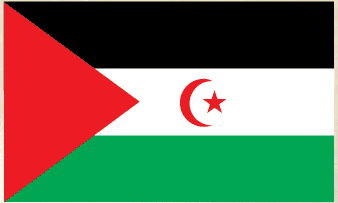 Western Sahara flag sticker: red triangle, green field, white band with red crescent and star