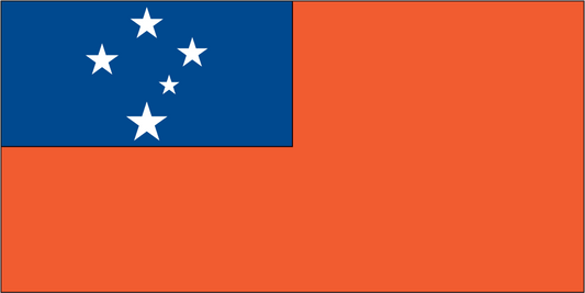 Western Samoa flag sticker with blue canton and white stars on orange background