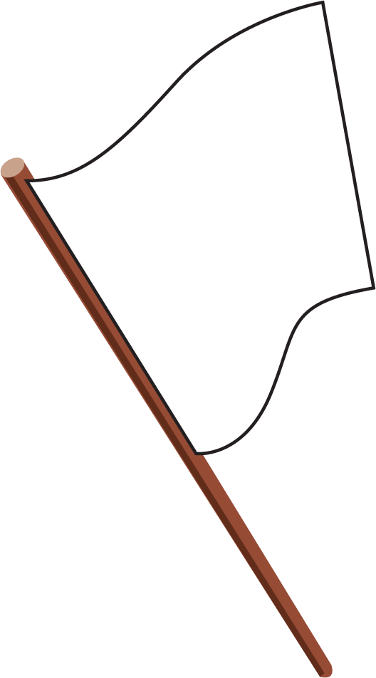Flag sticker: white flag on a brown pole
