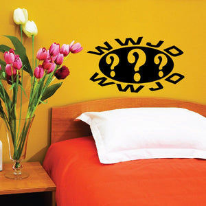Black WWJD question-mark wall decal