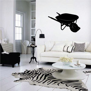 Black wheelbarrow wall decal silhouette