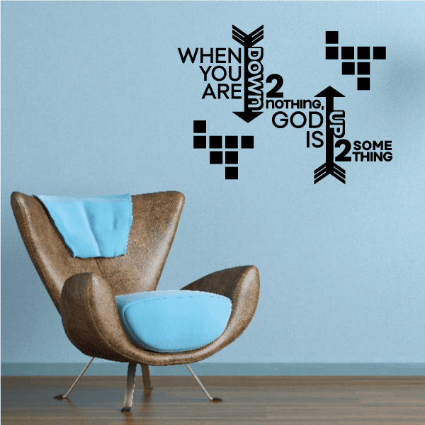 Vinyl wall decal with motivational text and cross arrow icons in black