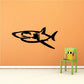 White shark wall decal, black outline silhouette