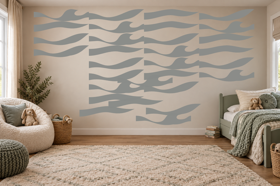 Tiger trails wall decal set with large wavy stripe pattern for room wall decor