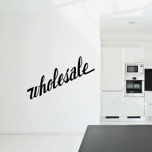 Vinyl wall decal with black cursive lettering
