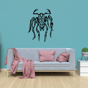 Wicked earwig wall decal with black illustrated insect on flat surface
