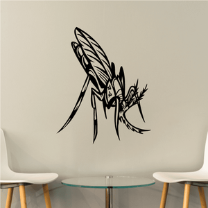 Black mosquito wall decal with intricate line art