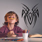 Black woven-style spider decal with symmetrical web lines