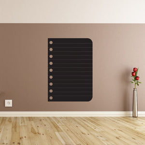 Wide ruled paper decal sheet, black with horizontal lines and round dot header.