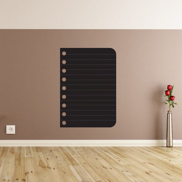 Wide ruled paper decal sheet, black with horizontal lines and round dot header.