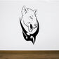 Cat head decal with tribal razor design in black and white