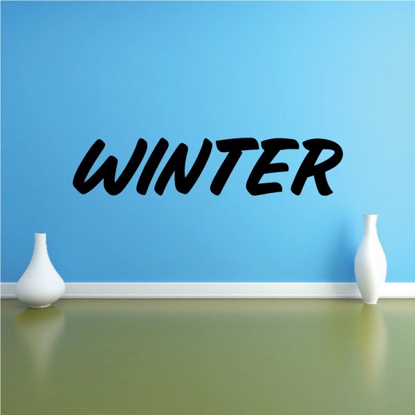 Winter vinyl wall decal with black script lettering