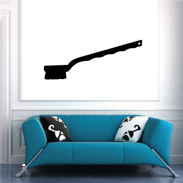 Wire brush decal, black stencil-style brush silhouette