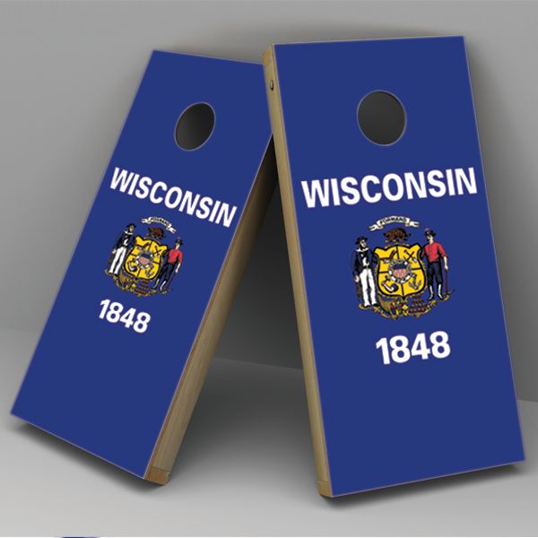 Wisconsin Flag Cornhole Board Vinyl Decal Wrap