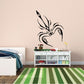 Abstract scorpion wall decal with wispy black linework and scroll details