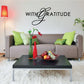 Thanksgiving wall decal with black cursive "With Gratitude" lettering