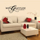 Thanksgiving wall decal with "With Gratitude" and "We Celebrate" lettering