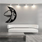Black moon and woman face wall decal with cloud and lines