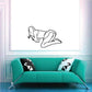 Black line art woman in skirt outline wall decal