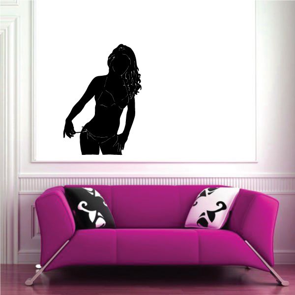 Black woman untying bikini silhouette wall decal