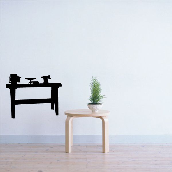 Black wood lathe silhouette wall decal