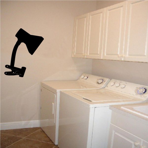 Black work light clamp decal silhouette with clip and lamp head