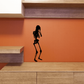 Worried skeleton wall decal, full-body black silhouette