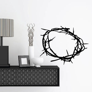 Woven crown of thorns wall decal, black thorned ring design