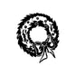 Holly wreath decal with bow and berry accents, black