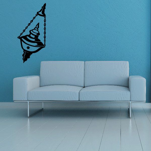 Yahrzeit candle decal, black menorah-style wall sticker with hanging flame