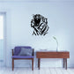 Yawning tiger decal sticker, bold black and white roaring face