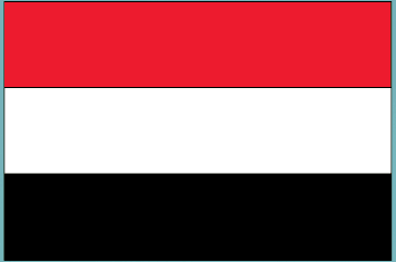 Yemen flag sticker with red, white, and black horizontal bands