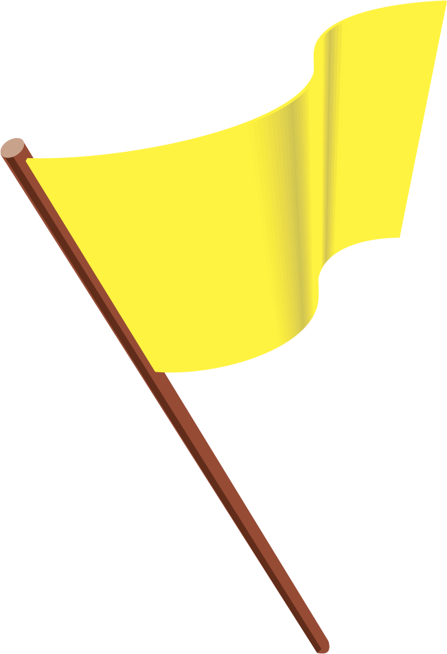 Yellow flag sticker on brown pole