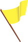 Yellow flag sticker on brown pole