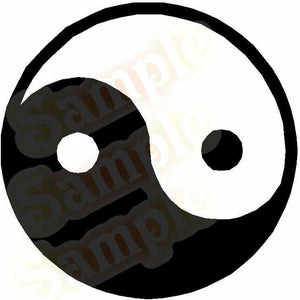 Yin and yang circular decal with black and white swirl halves