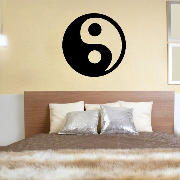 Yin yang symbol decal, black and white circular yin-yang design