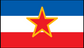 Slavie flag sticker with blue, white, red stripes and a yellow five-point star