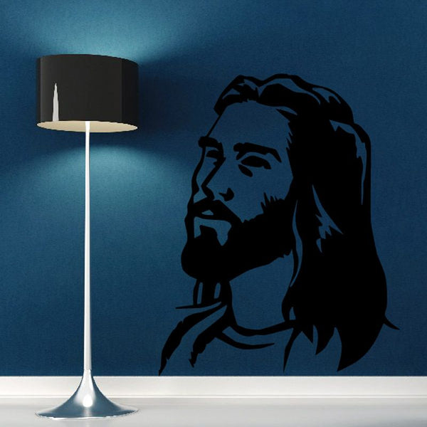 Jesus head wall decal, black side-profile face