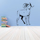 Ram decal with bold black outline, standing young ram face-forward