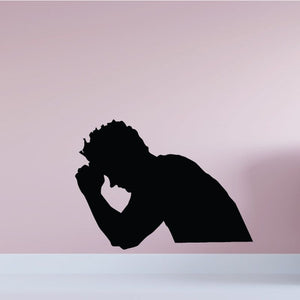 Praying man decal, black silhouette
