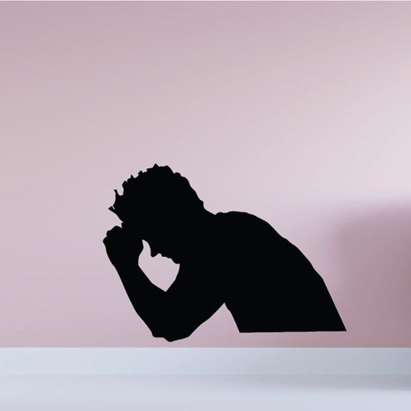 Praying man decal, black silhouette