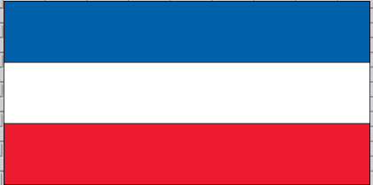 Yugoslavia flag sticker with blue, white, and red horizontal stripes