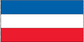 Yugoslavia flag sticker with blue, white, and red horizontal stripes