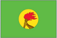 Zaire flag sticker with green background and yellow circle emblem with torch flame
