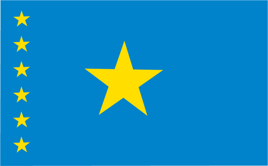 Zaire Congo flag sticker with blue background and yellow stars