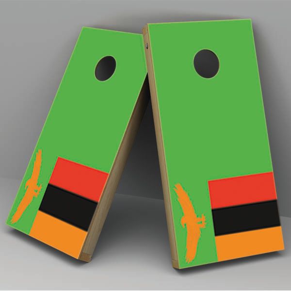 Zambia Flag Cornhole Board Vinyl Decal Wrap