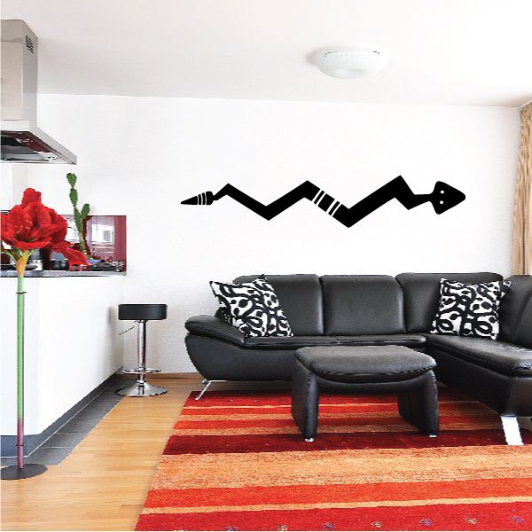 Zigzag snake wall decal in black with a zigzag body and head