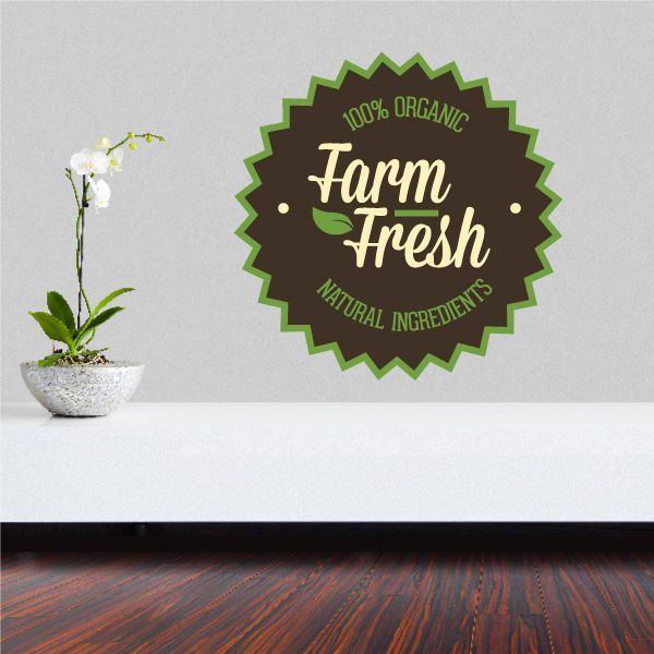 Image of 100% Organic Farm Fresh Natural Ingredients Retail Discount Sign Wall Decal - Vinyl Decal - Car Decal - Idcolor014