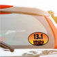 Oval 13.1 half marathon decal with runners in orange and black
